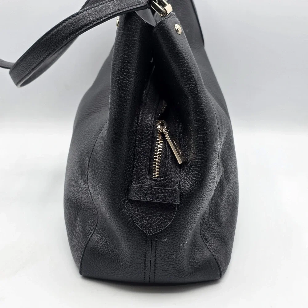Kate Spade Shoulder Bag Womens Medium Black Leather Triple Compartment Hobo Chic